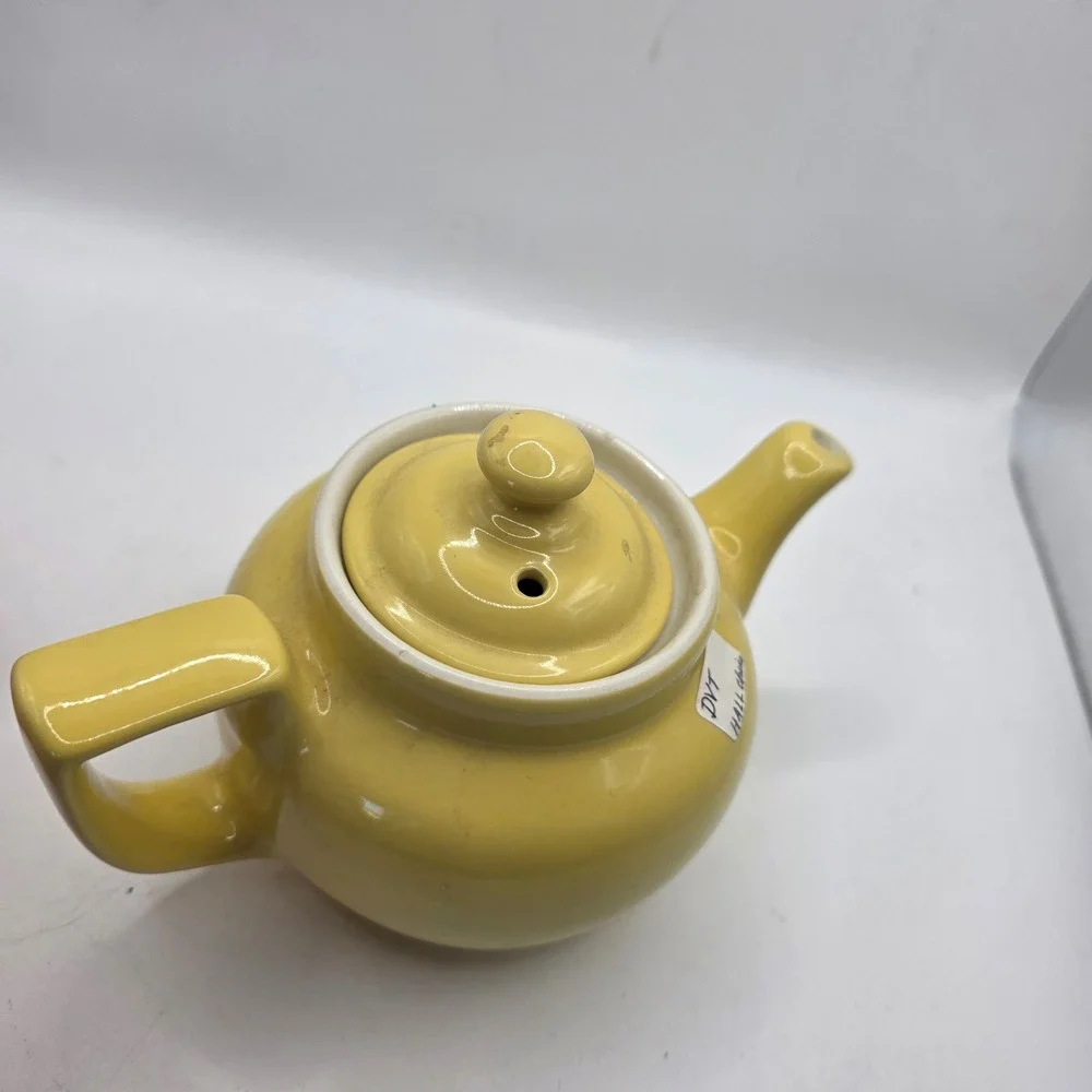 Vintage Hall China Yellow Teapot Ceramic Made in USA Mid Century Tea Pot